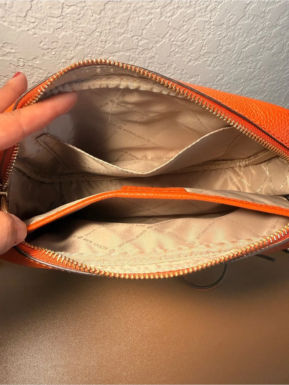 Michael Kors Orange Crossbody Camera Bag with Gold Logo